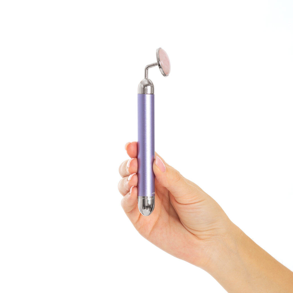 Facial Vibration Massager Rose Quartz Stone Plum Beauty